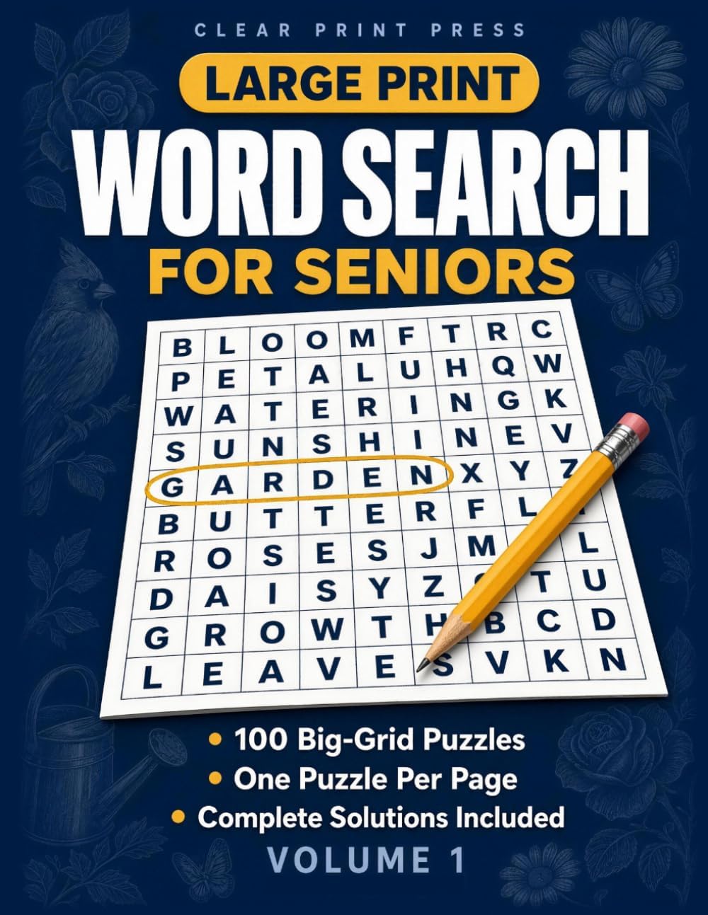 Large Print Word Search for Seniors: 100 Relaxing Big-Print Puzzles on Themes You'll Love — Easy on the Eyes, One Puzzle Per Page, with Complete Answer Keys by Clear Print Press