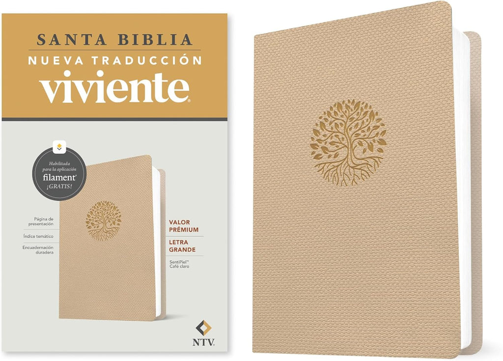 Biblia valor prémium NTV, letra grande con Filament (SentiPiel, Café claro) (Spanish Edition) by Tyndale