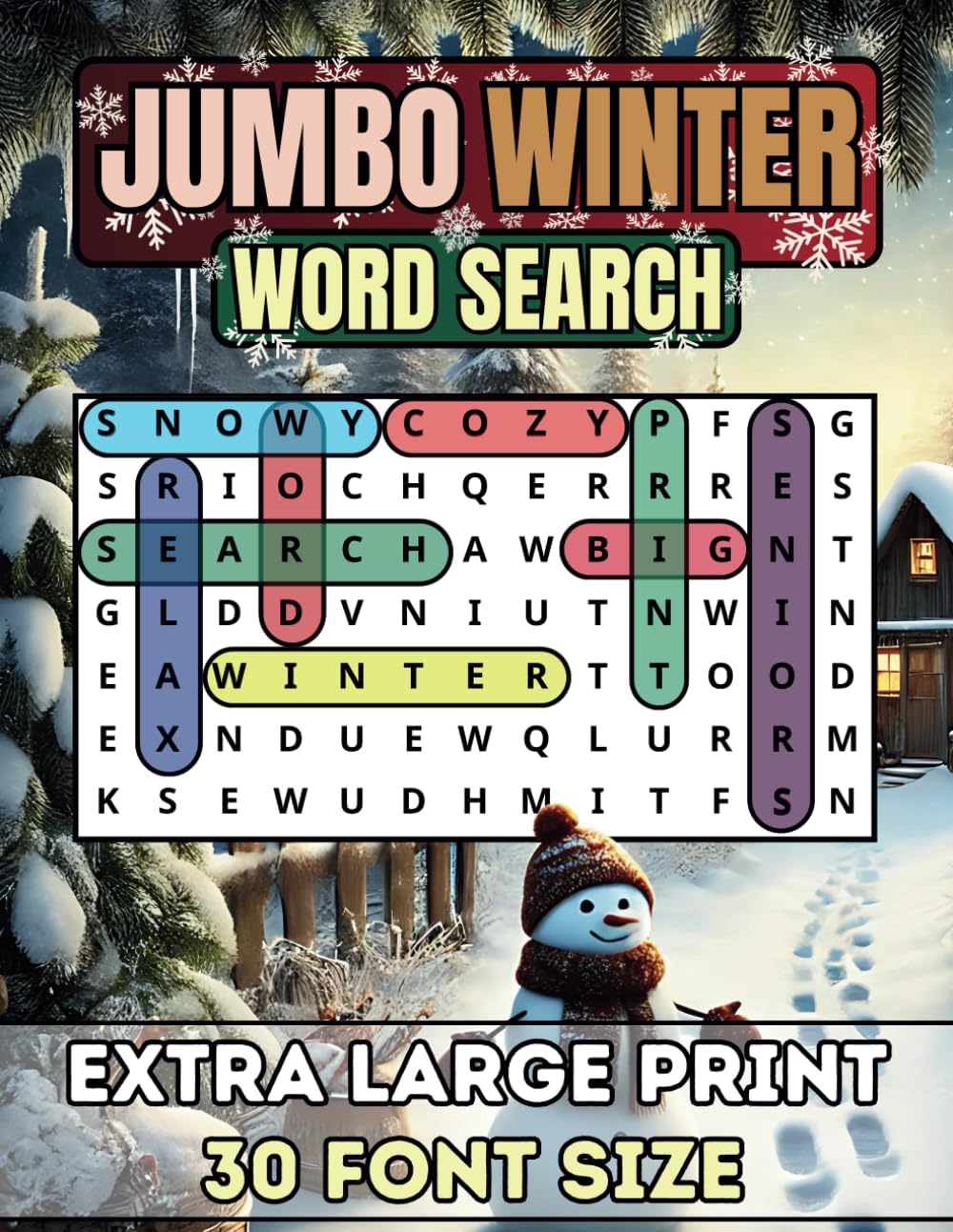 Jumbo Winter Word Search For Seniors & Adults: Extra Large Print Winter Word Search Book | Anti-Eye Strain, Big 30 Font Size With 50 Puzzles And Over ... Puzzle Through the Year One Season at a Time) by Happytude Press