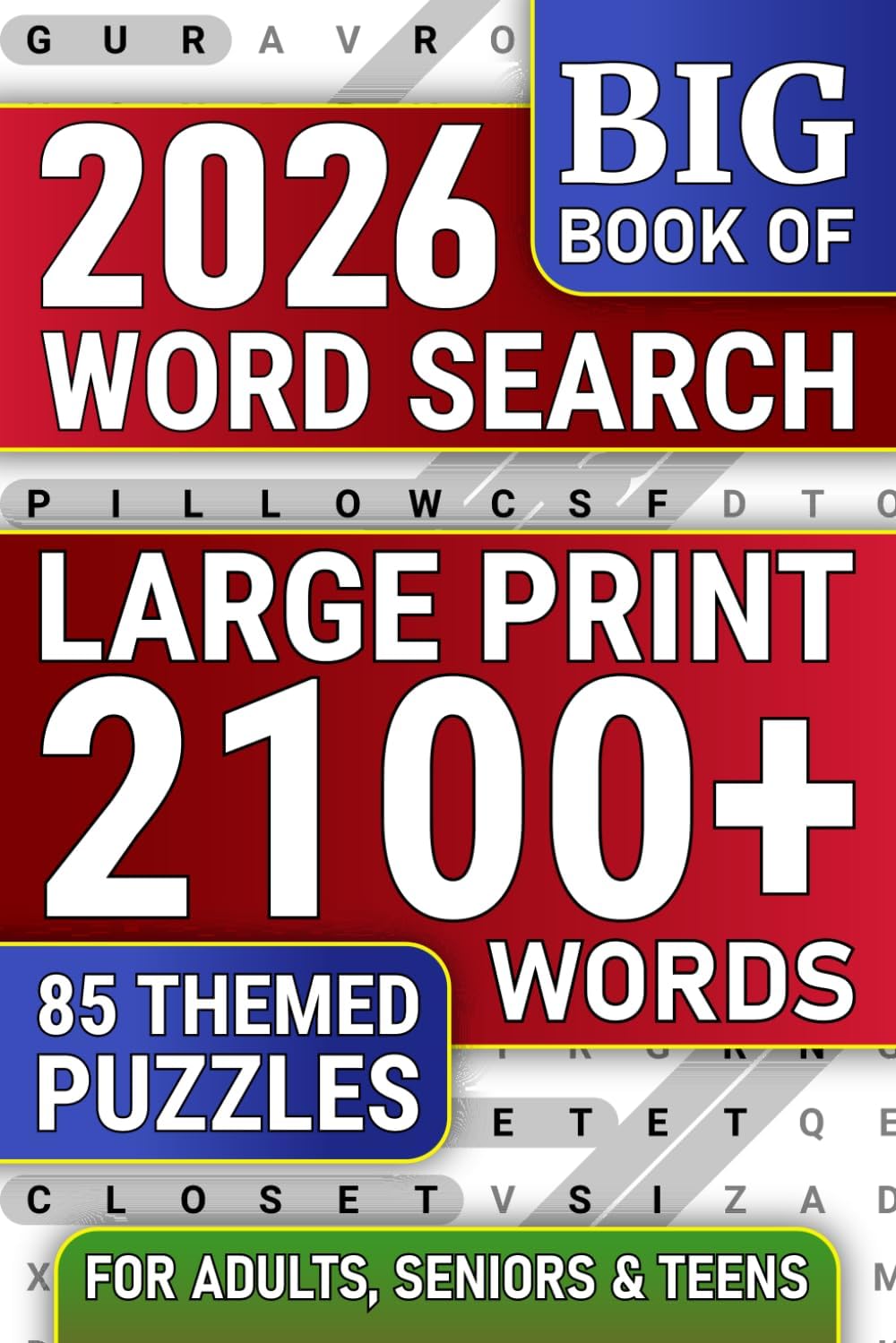 Big 2100+ Words, Word Search Large Print For Adults: Themed Word Find Puzzles Book For Seniors & Teens To Keep Mind Active, Fun Large Print Word Search With Solutions by Orion Puzzling