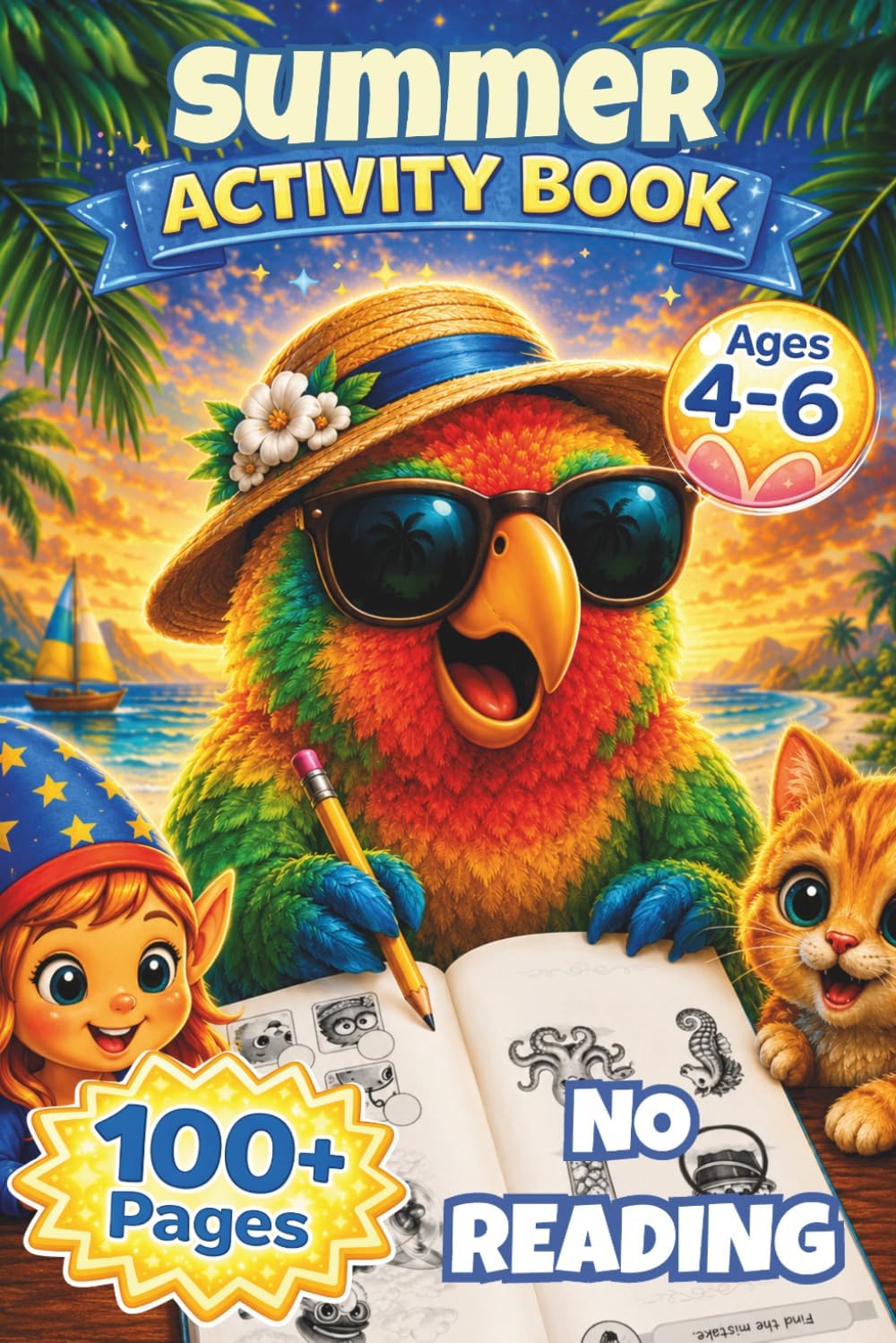 Summer Activity Book for Kids Ages 4-6 | No Reading Required: 100+ Fun Learning Activities for Preschool and Kindergarten Kids | Picture-Guided ... & More (Preschool Holiday Workbook Series) by Little Stars Creations