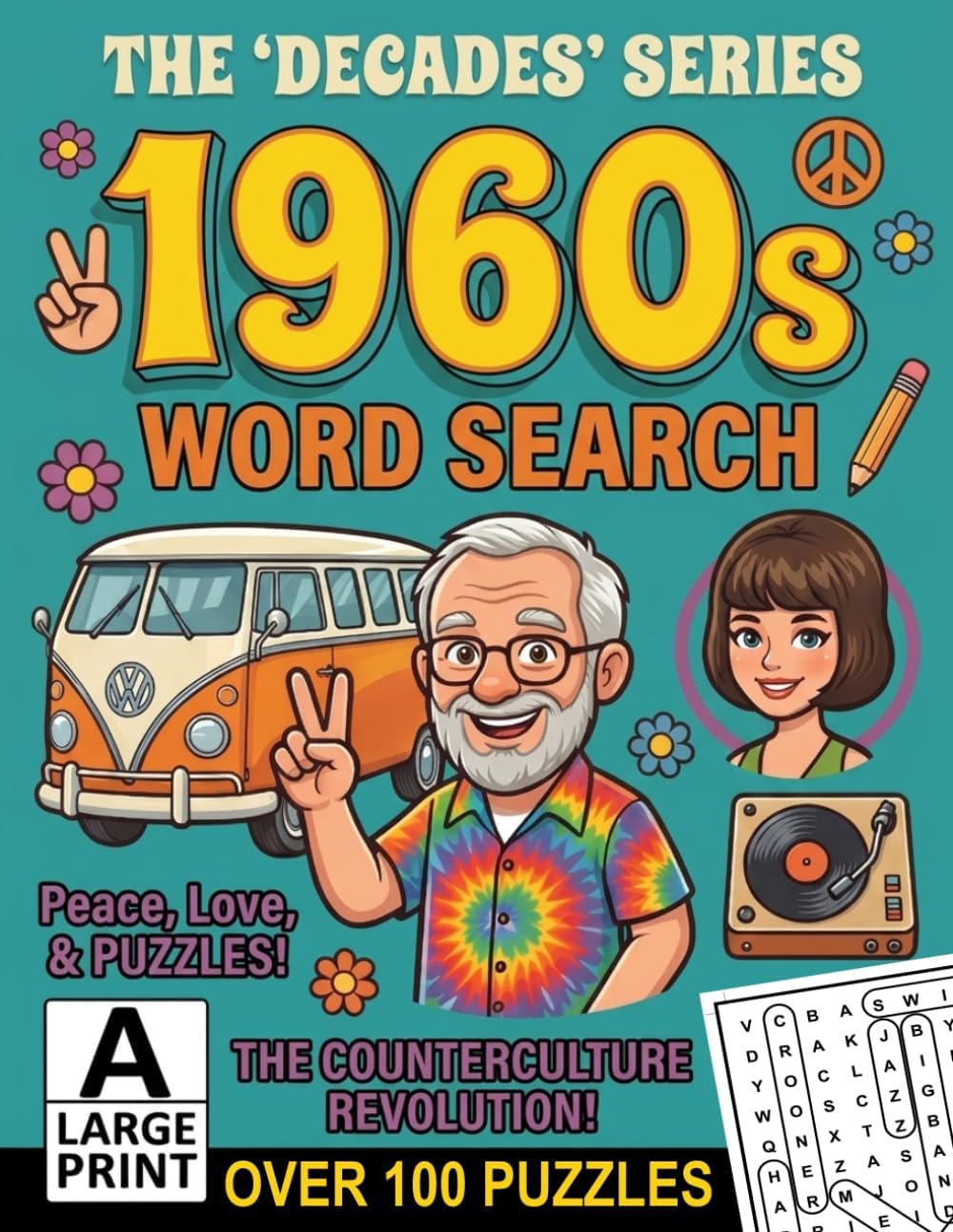 The 'Decades' Series 1960s Word Search: Over 100 Puzzles in Extra Large Print | Relaxing Word Search Puzzle Book for Adults and Seniors | Large Print ... Strain | Giant and Fun Word Find for Adults by Everstone Publishing Group