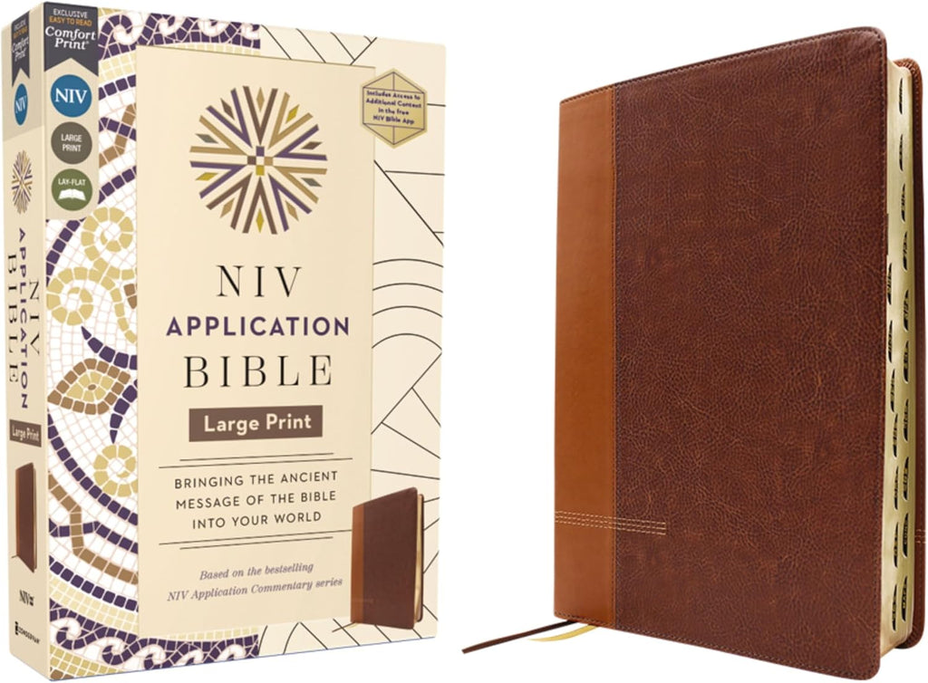 NIV Application Bible, Large Print, Leathersoft, Brown, Red Letter, Thumb Indexed, Comfort Print: Bringing the Ancient Message of the Bible into Your World (NIV Application Commentary Resources) by Zondervan