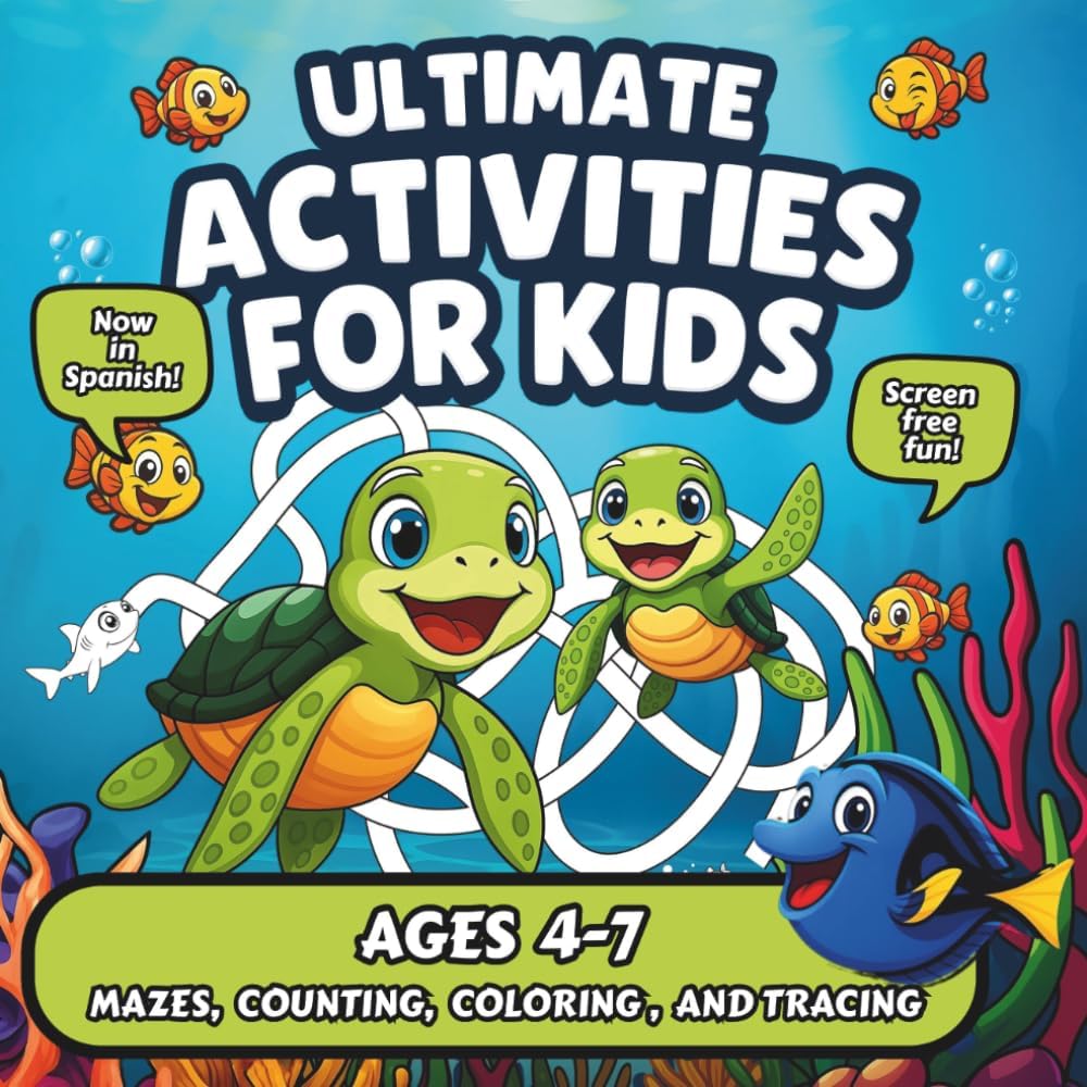 ULTIMATE ACTIVITIES FOR KIDS AGES 4-7 (OCEAN THEMED): These activities take little learners on a playful adventure with ocean animals. With coloring, mazes, counting, tracing, and much more. by TML BOOKS