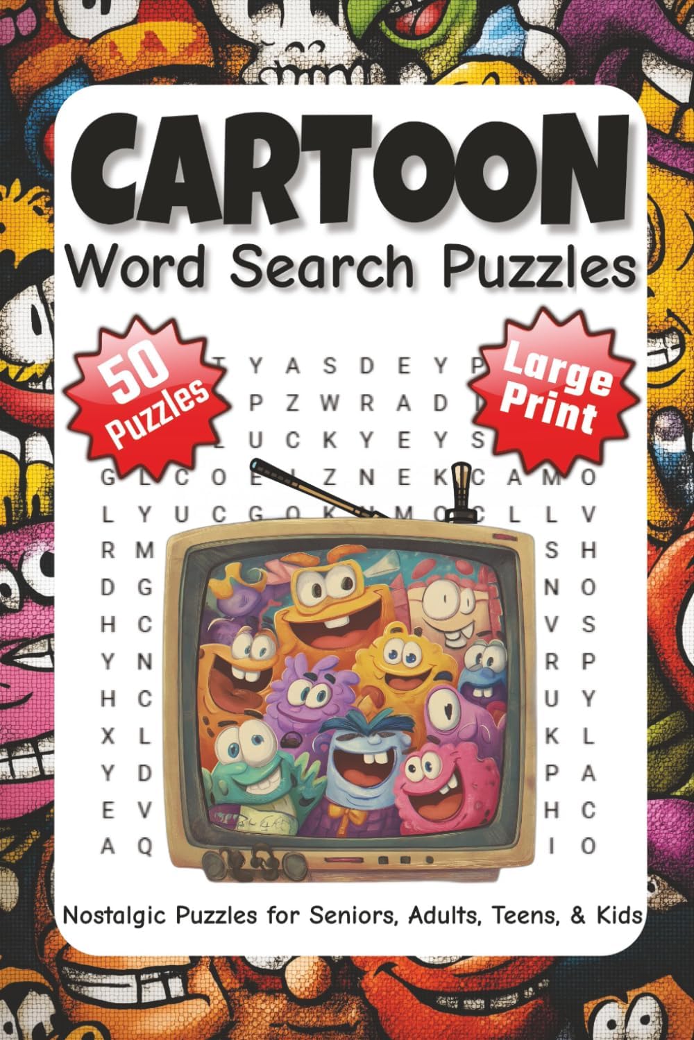 Cartoon Word Search Large Print Puzzle Book for Adults, Seniors & Teens: 50 Classic TV Favorites – Nostalgic Fun for All Ages | 6x9 by Michael Hill
