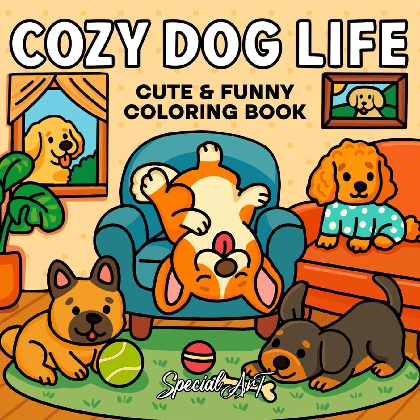 Cozy Dog Life: A Delightful and Easy Coloring Book of Playful Pups and Relaxing Moments (Cozy Cat & Dog Coloring Book) by Special Art