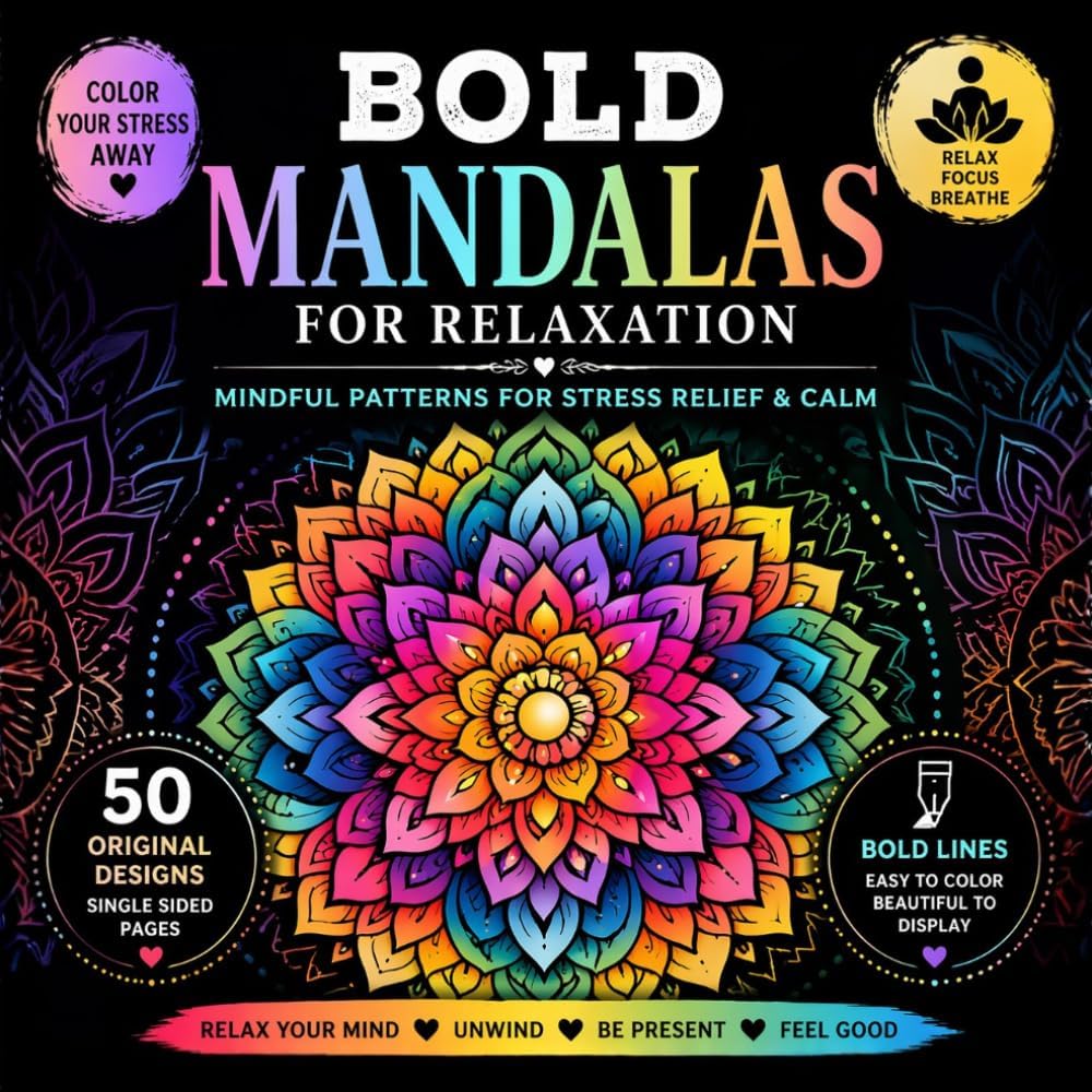 Bold Mandalas for Relaxation: Mindful Patterns for Stress Relief and Calm by Autumn Falls