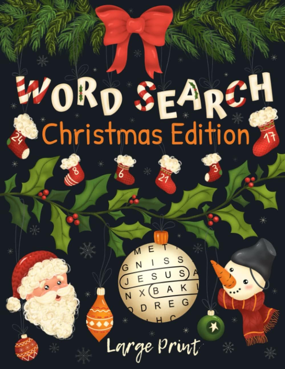 Christmas Word Search Large Print Edition: Christmas Puzzle Book with 75 Themed Word Search Puzzles for Adults & Seniors by Mind Vibes