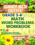 Summer Math Success: Math Word Problems Workbook Grades 3-4: Multiplication, Division, Fractions Addition and Subtractions Word Problems for Kids Ages 9-10 with Answers by All Seasons Math