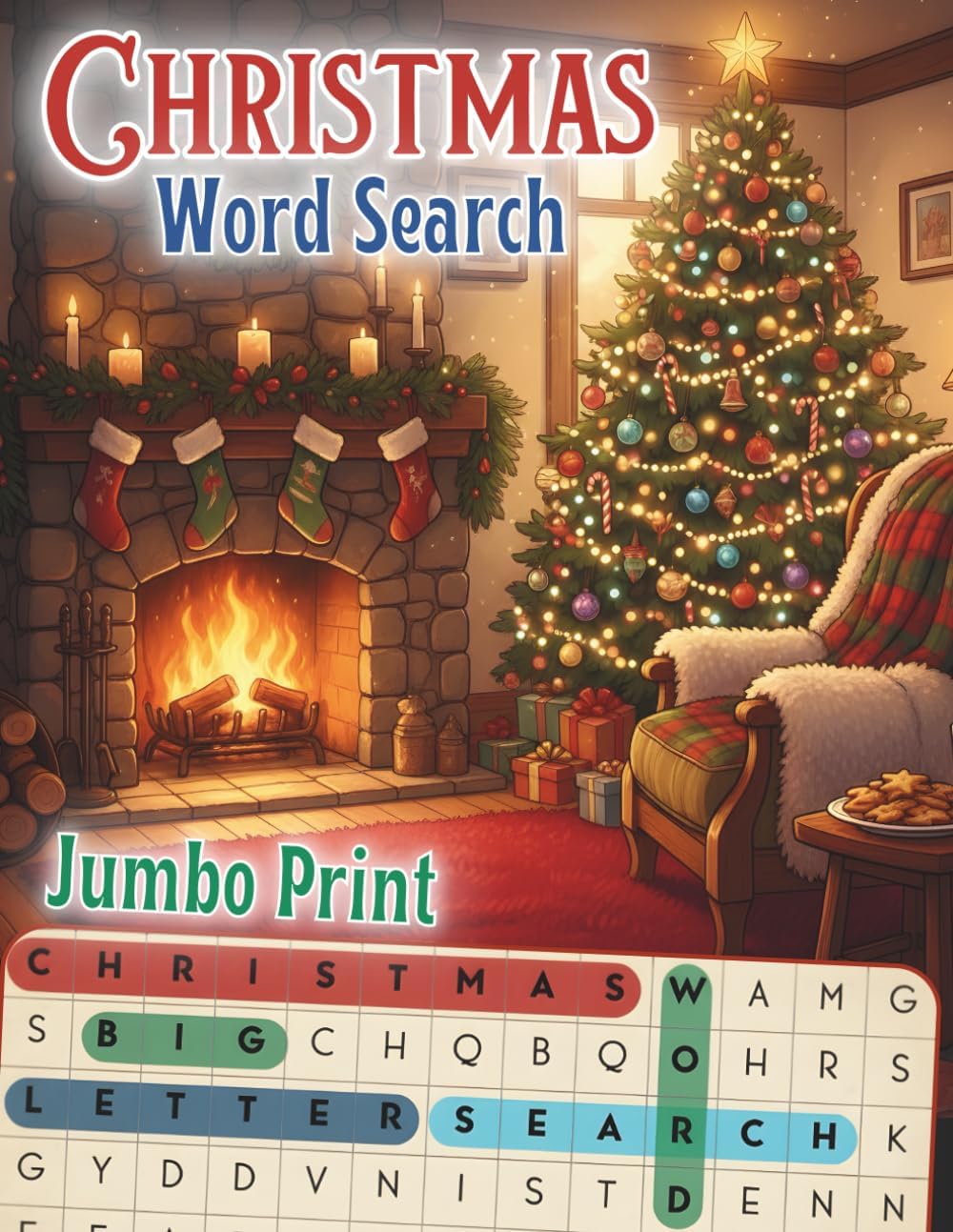 Jumbo Christmas Word Search For Adults & Seniors: Extra Large Print Christmas Word Search Book | Big Letters With 30-Point Font Size | 1,400+ Festive Words to Find | Easy-to-Read Holiday Puzzle Gift by Happytude Press