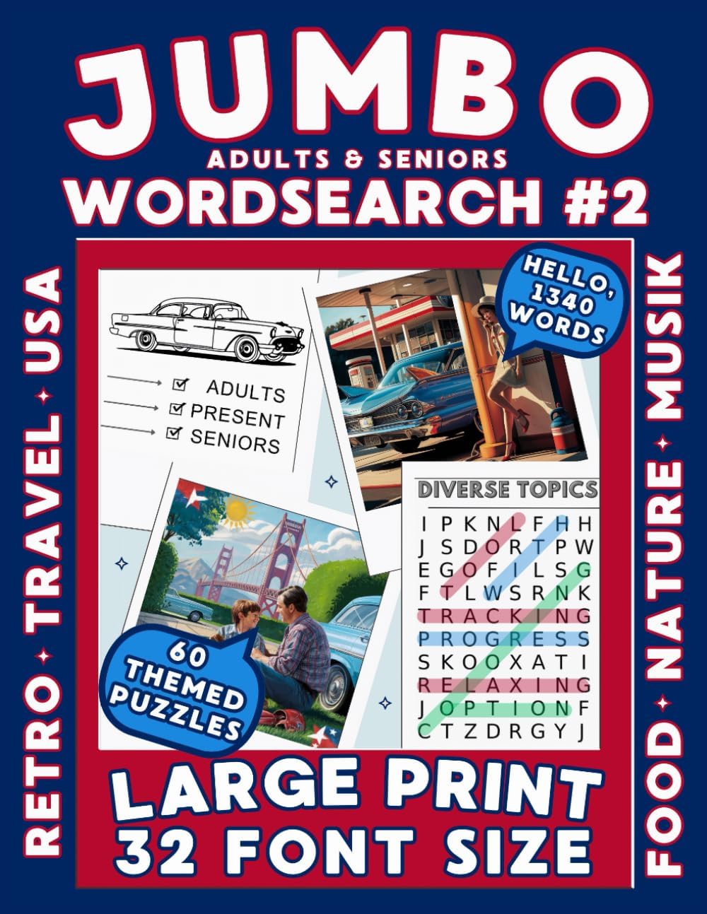 Jumbo Word Search for Adults and Seniors Extra Large Print 32 Font Size.: Big Print Word Finds for Seniors with 60 Themed Puzzles Retro Nostalgic Topics included. by BY THE WINDOW PRODUCTION