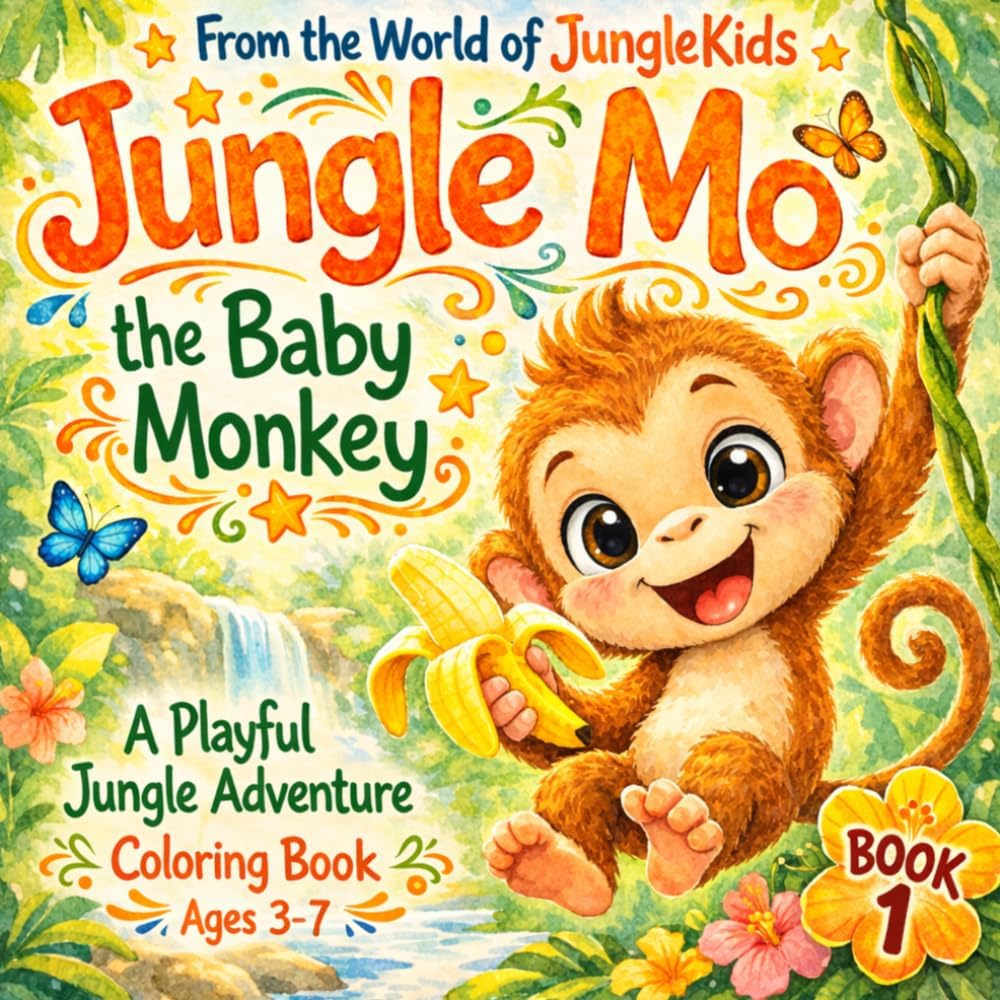 Jungle Mo - The Baby Monkey: A Cute Jungle Coloring Book with a Fun Find-the-Pineapple Hidden Object Challenge for Ages 3–5 (The World of JungleKids) by Maple & Moss