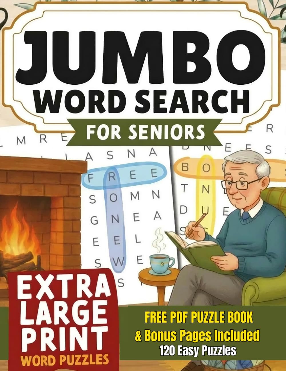 Jumbo Large-Print Word Search for Seniors: 120 Easy Puzzles + Solutions — One Puzzle Per Page (Large Print word Search For Adults and Seniors) by Mr. Milad Shariki
