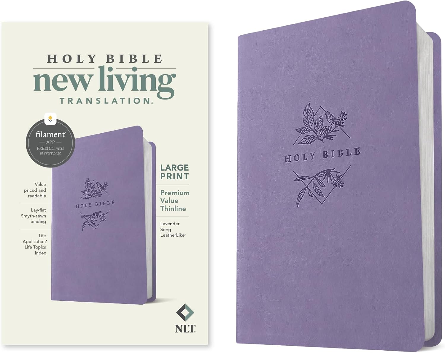 NLT Large Print Premium Value Thinline Bible, Filament Enabled (LeatherLike, Lavender Song) by New Living Translation