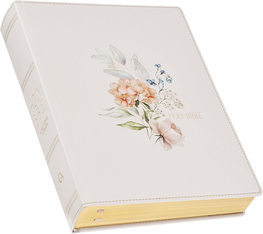 KJV Holy Bible, Large Print Note-taking Bible, Vegan Leather Hardcover - King James Version, Blush Bouquet Printed (KJV Note-taking Editions) by Christian Art Publishers