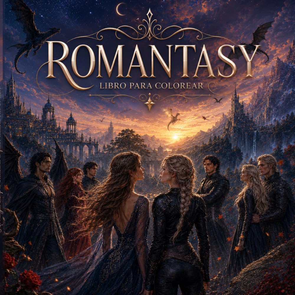 Romantasy: Libro de Colorear para Adultos: 40 Ilustraciones Mágicas de Dragones, Hadas y Reinos Encantados para Relajarte y Soñar (Spanish Edition) by Entre Dragones