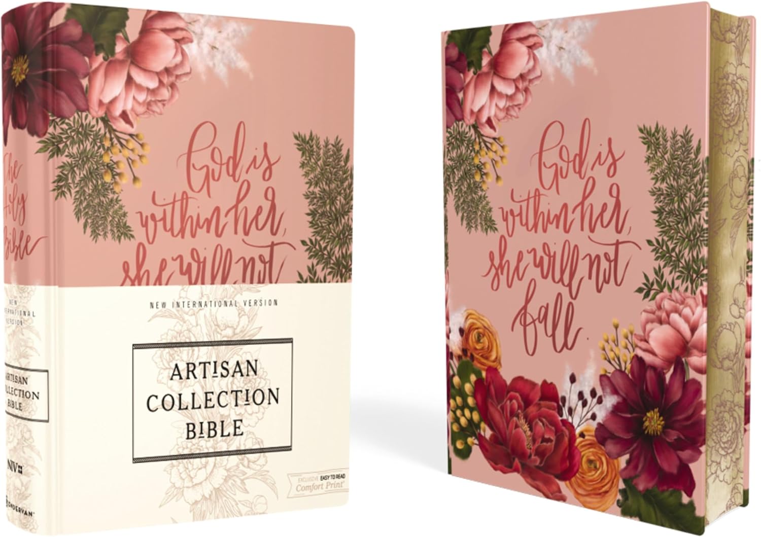 NIV, Artisan Collection Bible, Women’s Bible with Journaling Space, Cloth over Board, Pink Floral, Designed Edges under Gilding, Red Letter, Comfort Print by Zondervan
