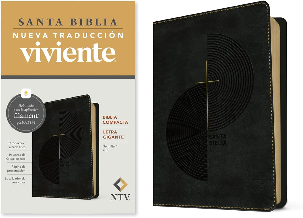 Biblia compacta NTV, letra gigante con Filament (SentiPiel, Gris, Letra Roja) (Spanish Edition) by Tyndale