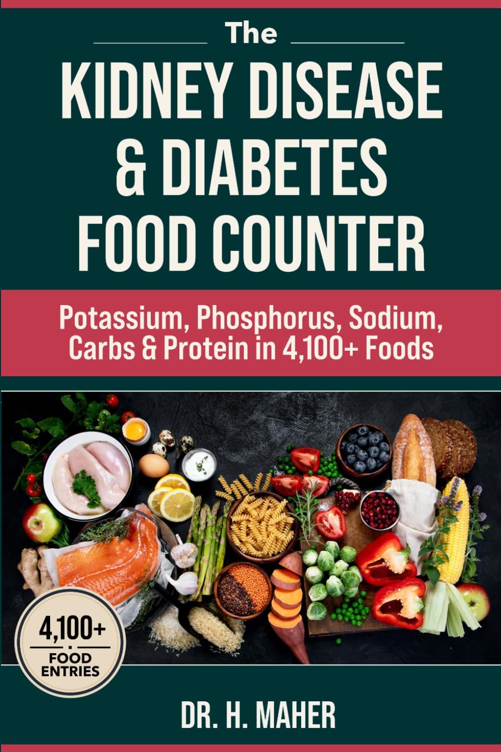 The Kidney Disease & Diabetes Food Counter: Potassium, Phosphorus, Sodium, Carbs & Protein in 4,100+ Foods by Dr. H. Maher