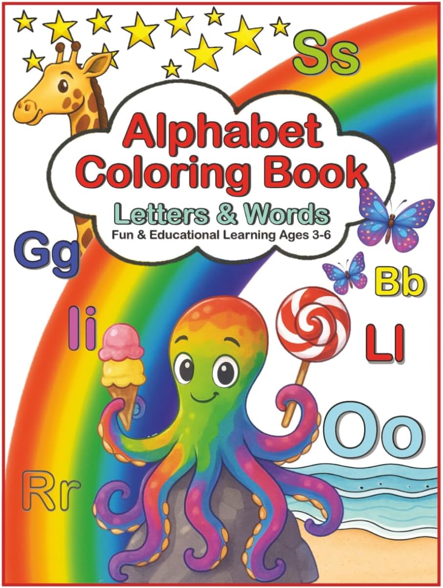 Alphabet Coloring Book Letters & Words: Fun & Educational Learning Ages 3-6 by LuLuBo Press