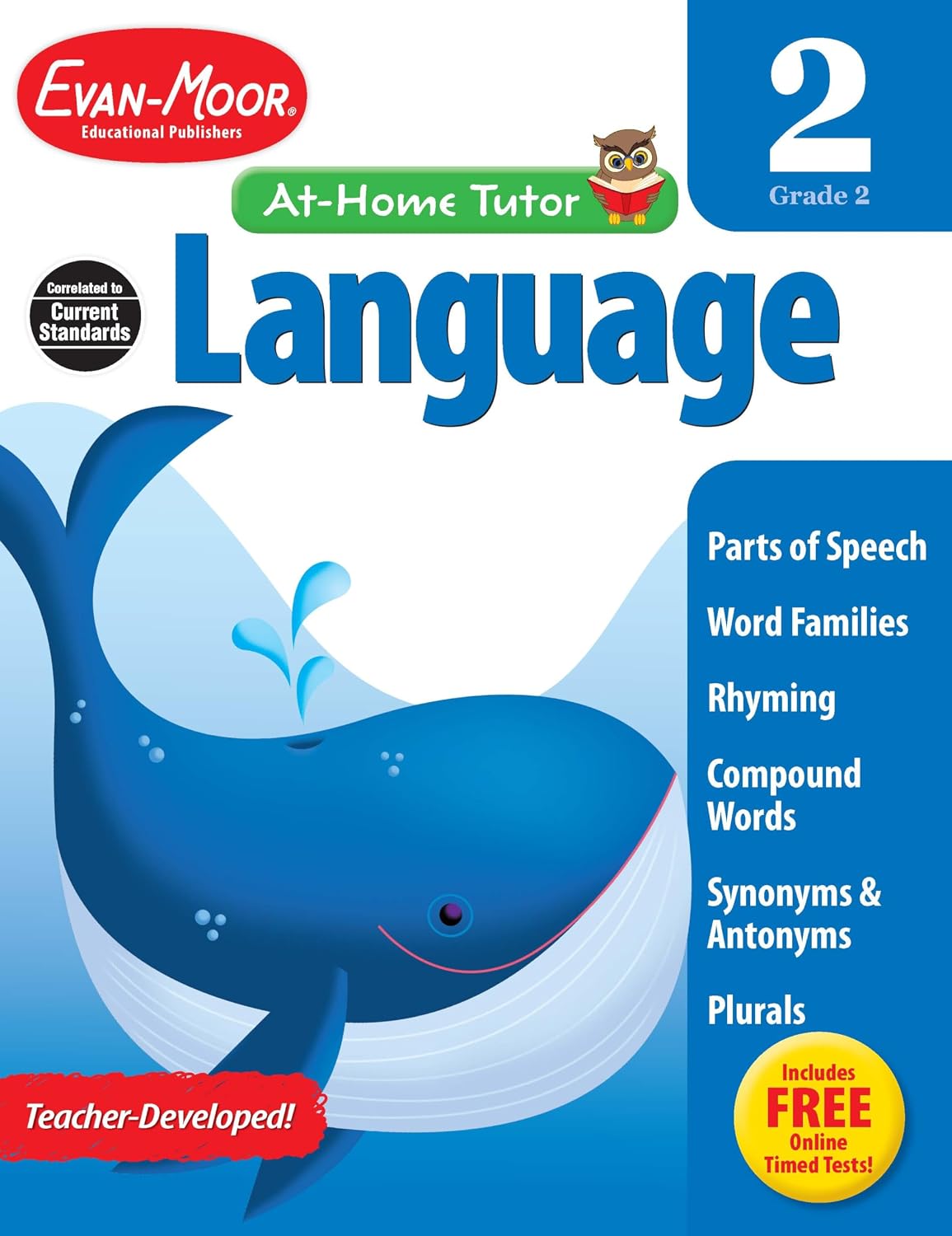 Evan-Moor Language Skills, Grade 2 Workbook: At-Home Tutor, Nouns, Verbs, Adjectives, Parts of Speech, Word Families (At-Home Tutor: Reading & Language) by Evan-Moor Educational Publishers