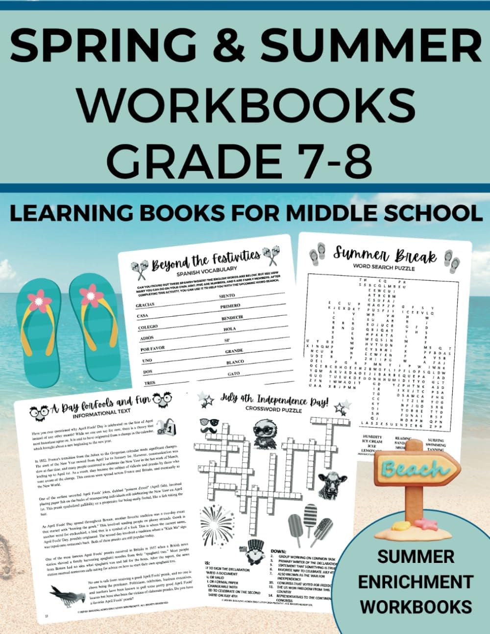Summer Enrichment Workbooks: Spring & Summer Workbooks Grade 7-8: Learning Books for Middle School by Shari Ann Williamson