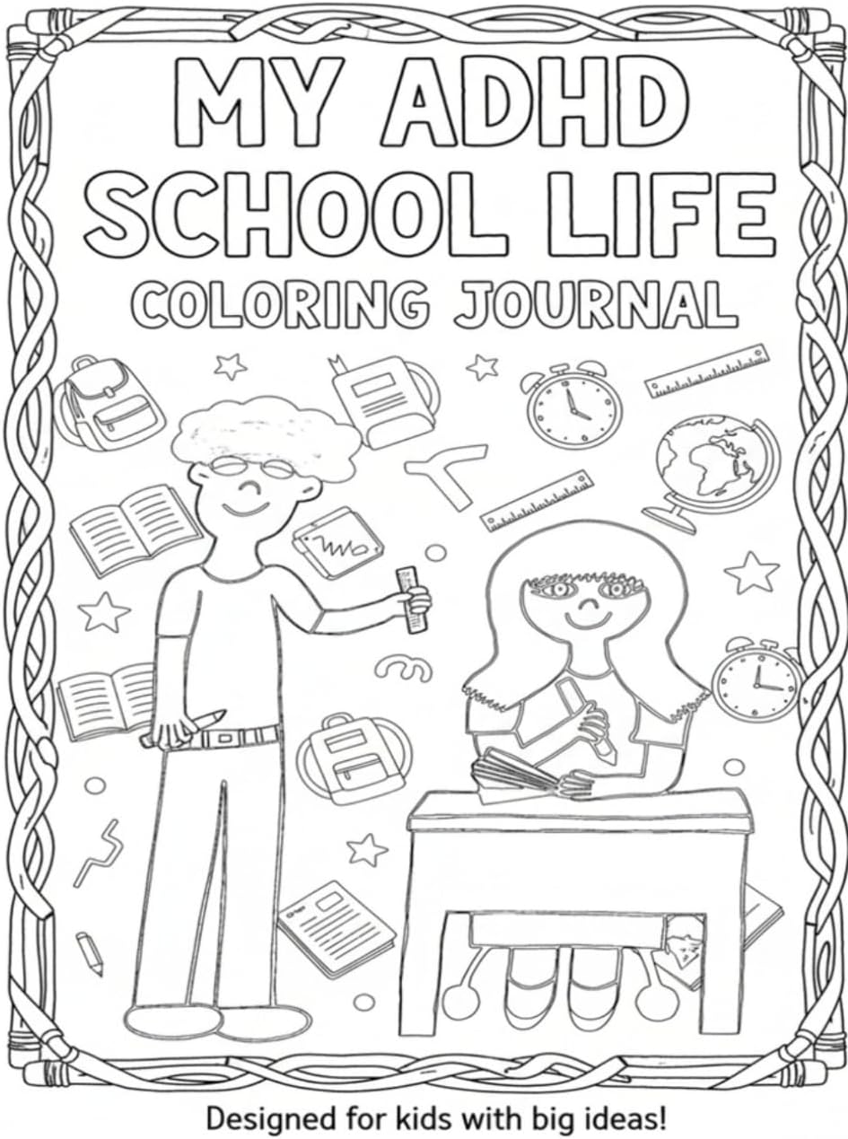 My ADHD School Life Coloring Journal: Writing Tool for Managing ADHD for Kids Ages 8 to 12 by Bremner Books