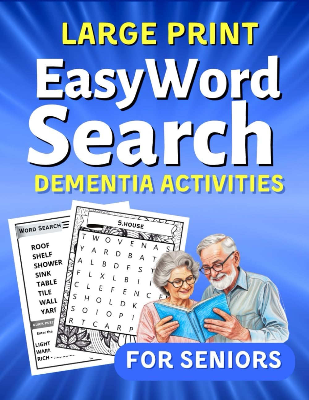 Easy Word Search Large Print , The Big Activity Book for Adults, Dementia Activities for Seniors: A Puzzle Book for People with Dementia and who Like ... to Improve Memory, Simple Crafts for Seniors by Mark First Denmark