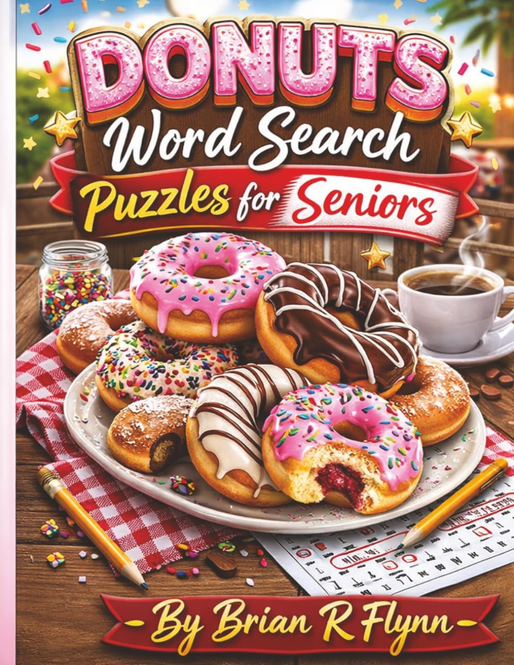 DONUTS WORD SEARCH PUZZLES FOR SENIORS: LARGE PRINT EASY WORD SEARCH WITH SOLUTIONS -FUN, RELAXING BRAIN GAMES TO IMPROVE MEMORY by Brian R Flynn