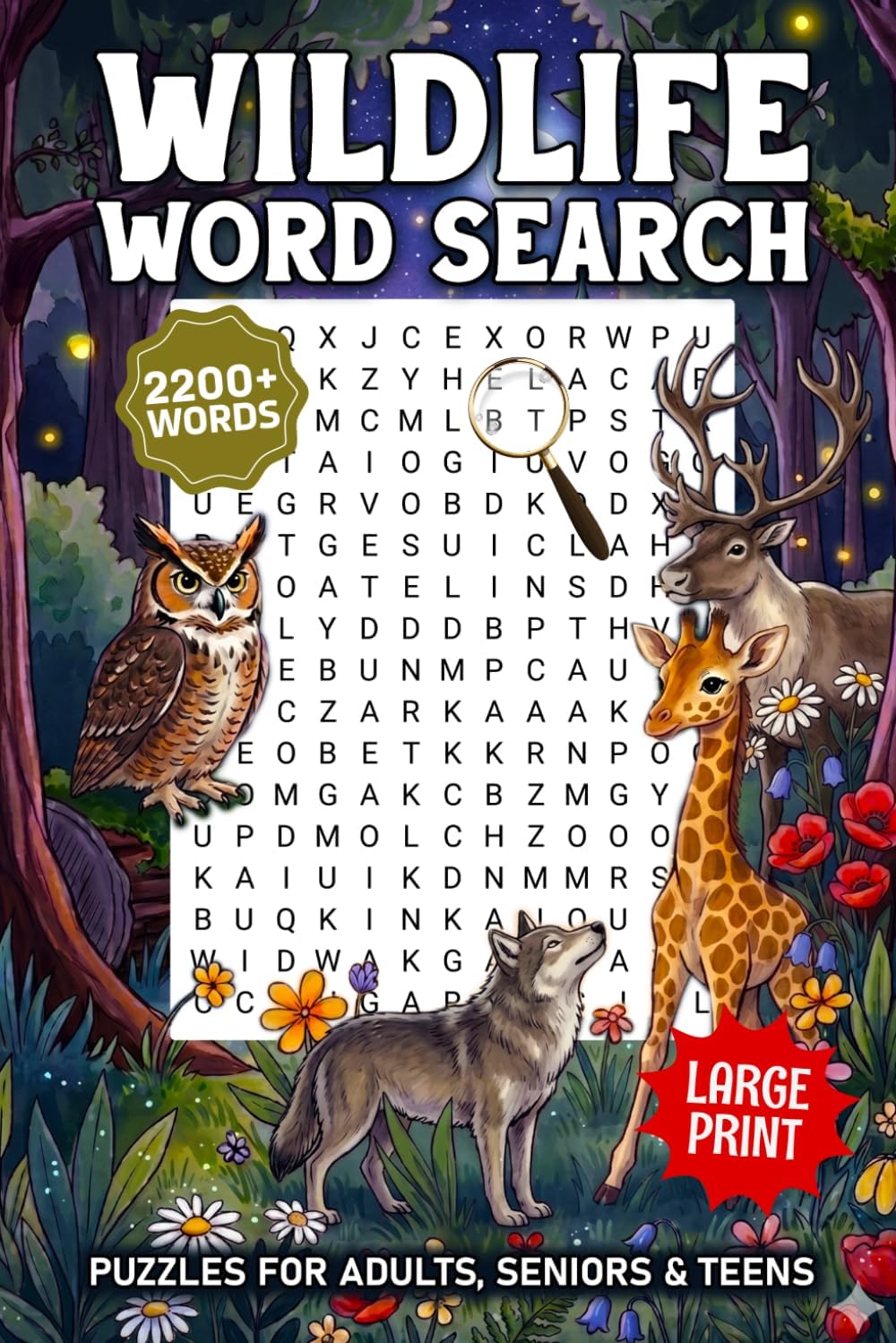 Wildlife Large Print Word Search For Seniors: Fun Wild Life Themed Word Find Puzzles For Adults & Teens, Nature Word Searches With Solutions by BlueMoon Press
