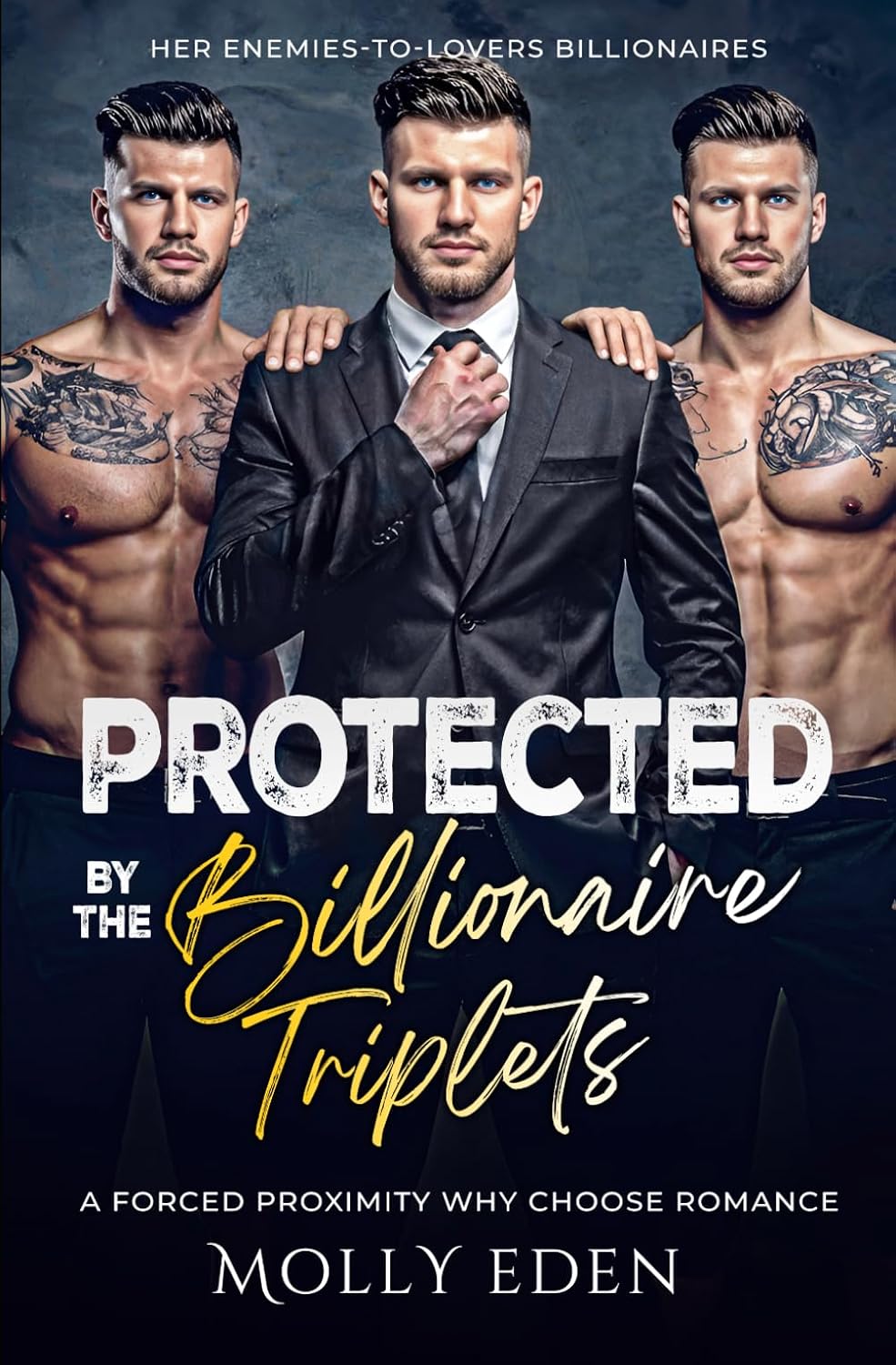 Protected by the Billionaire Triplets: A Forced Proximity Why Choose Romance (Her Enemies-to-Lovers Billionaires) by Molly Eden