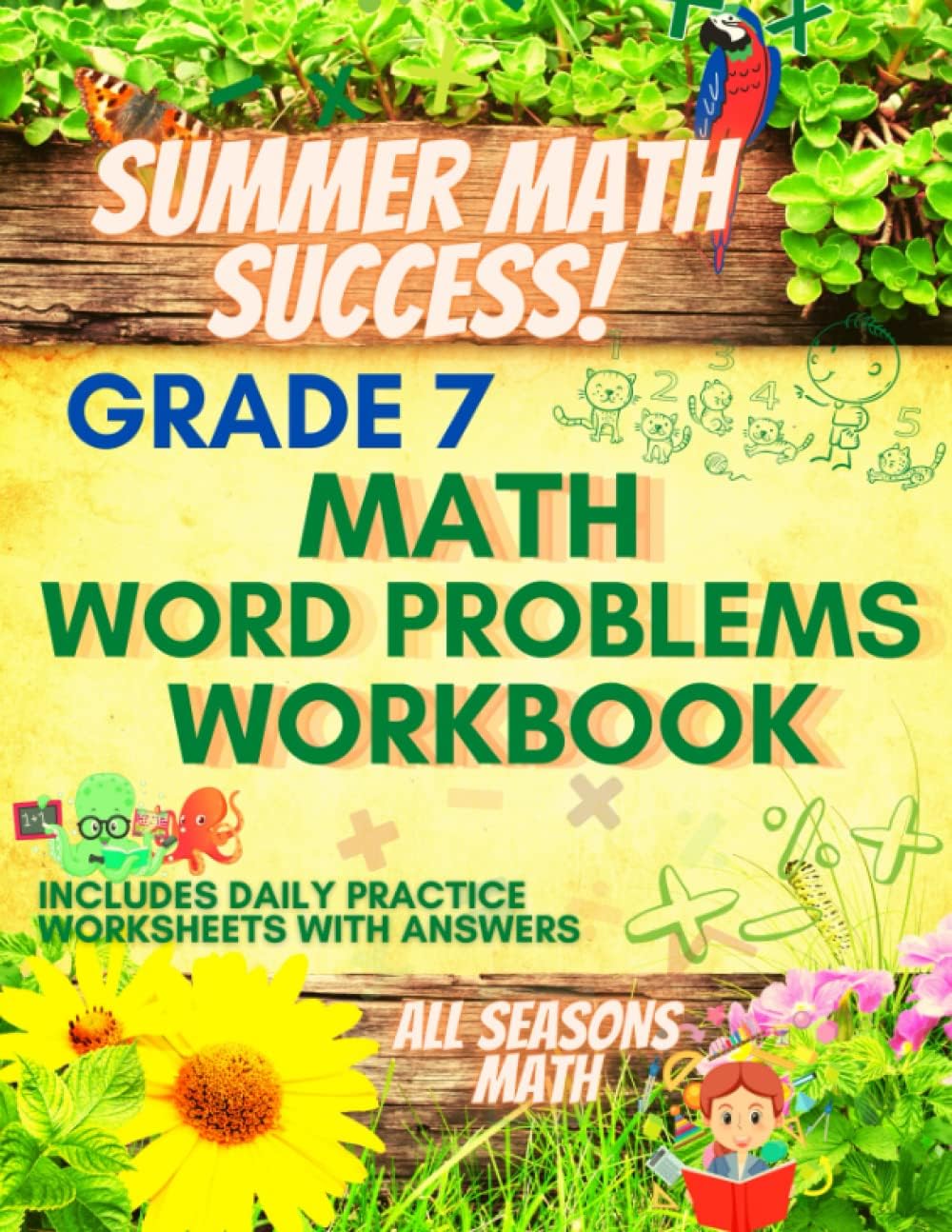Summer Math Success: 7th Grade Math Word Problems Workbook: Multi Step, Percent and Shopping Word Problems with Answers by All Seasons Math
