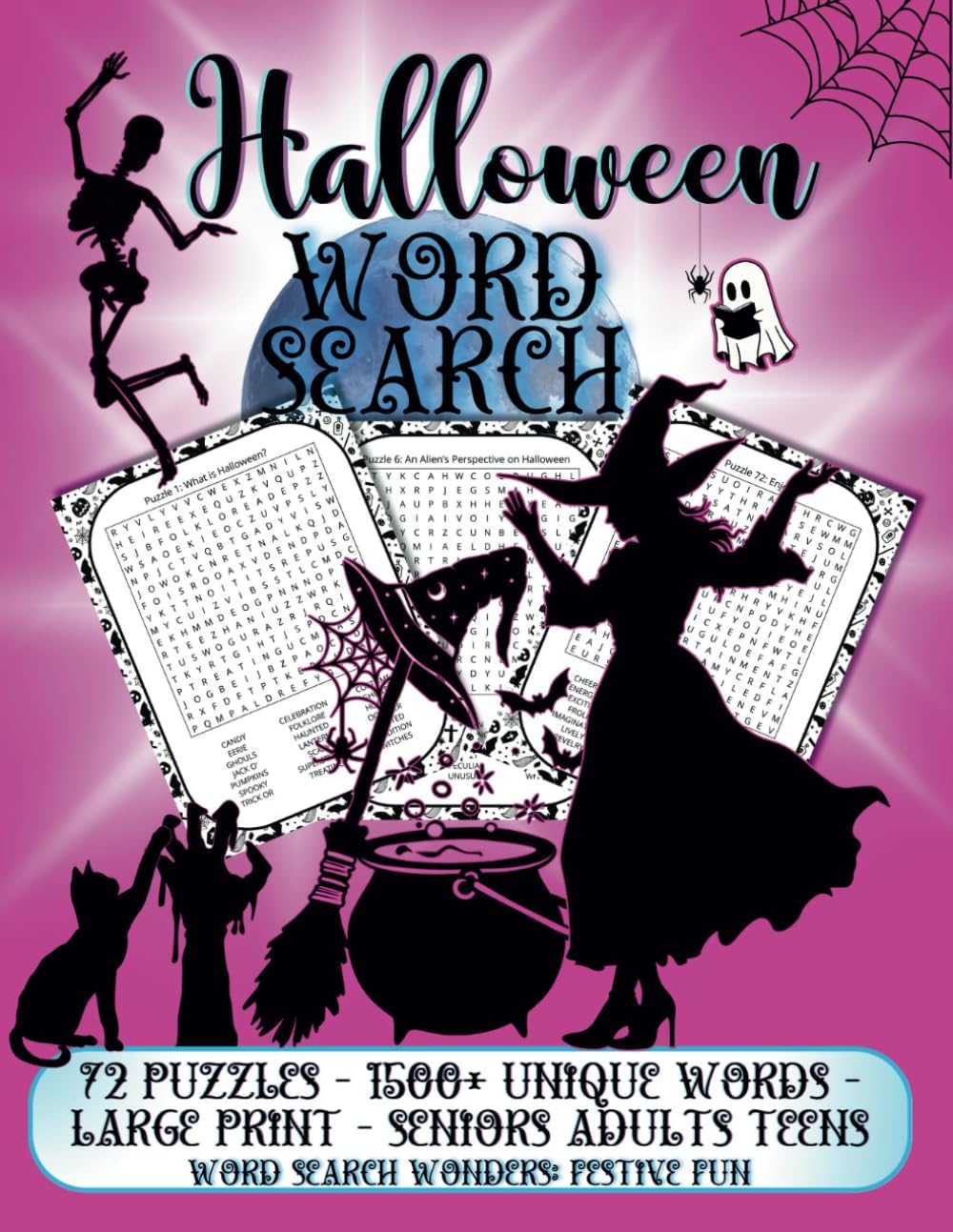 Halloween Word Search Large Print Puzzle Book: 72 Spookily Themed Puzzles - 1500+ Unique Words - For Seniors, Adults and Teens: Fun Frightening Word ... Relief & Relaxation (Word Search Wonders) by Word Search Wonders