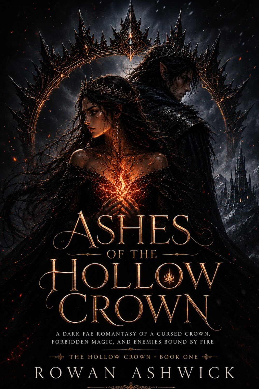 Ashes of the Hollow Crown: A Dark Fae Romantasy of a Cursed Crown, Forbidden Magic, and Enemies Bound by Fire by Rowan Ashwick