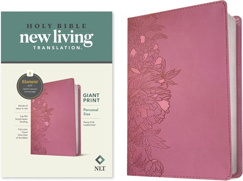 NLT Personal Size Giant Print Bible, Filament Enabled (LeatherLike, Peony Pink, Red Letter): Includes Free Access to the Filament Bible App Delivering ... Notes, Devotionals, Worship Music, and Video by New Living Translation