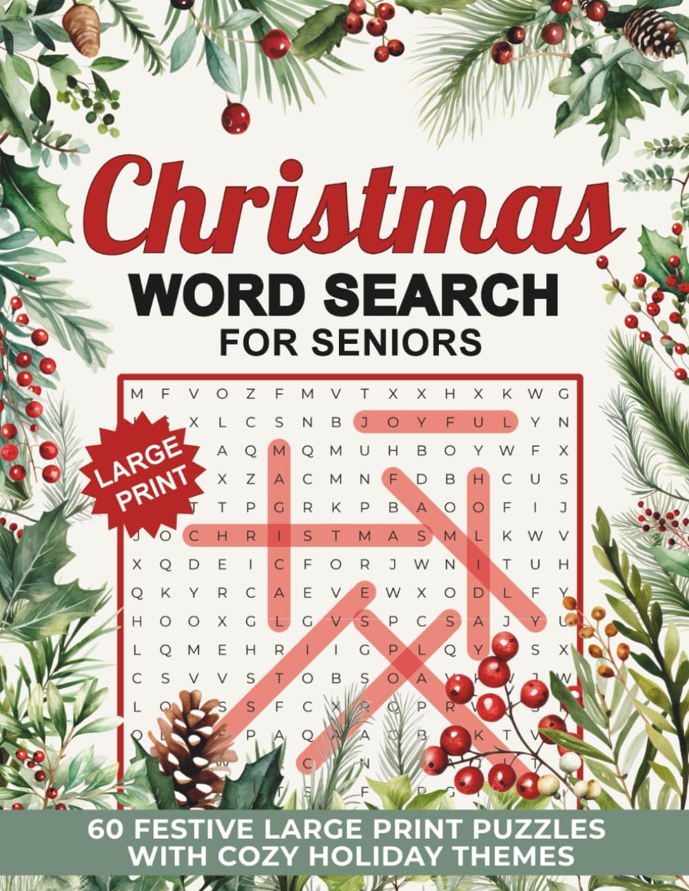 Christmas Word Search for Seniors: 60 Festive Large Print Puzzles with Cozy Holiday Themes (W&B Word Search Puzzles) by Willow Bramble