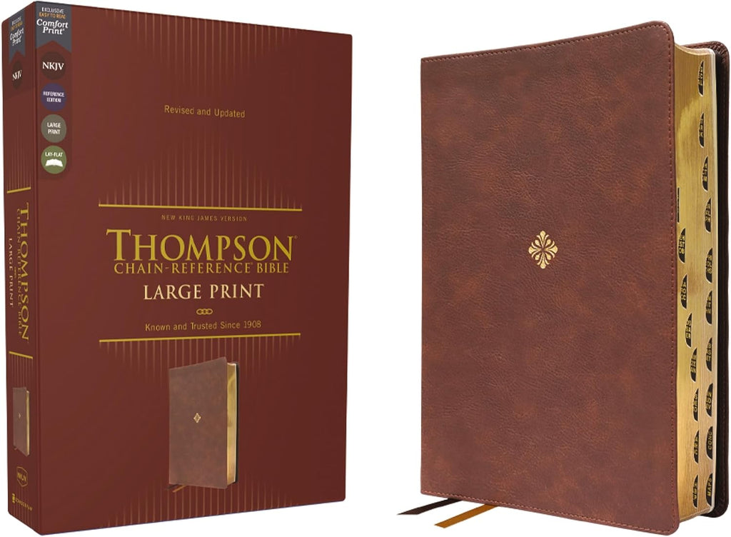 NKJV, Thompson Chain-Reference Bible, Large Print, Leathersoft, Brown, Red Letter, Thumb Indexed, Comfort Print by Zondervan