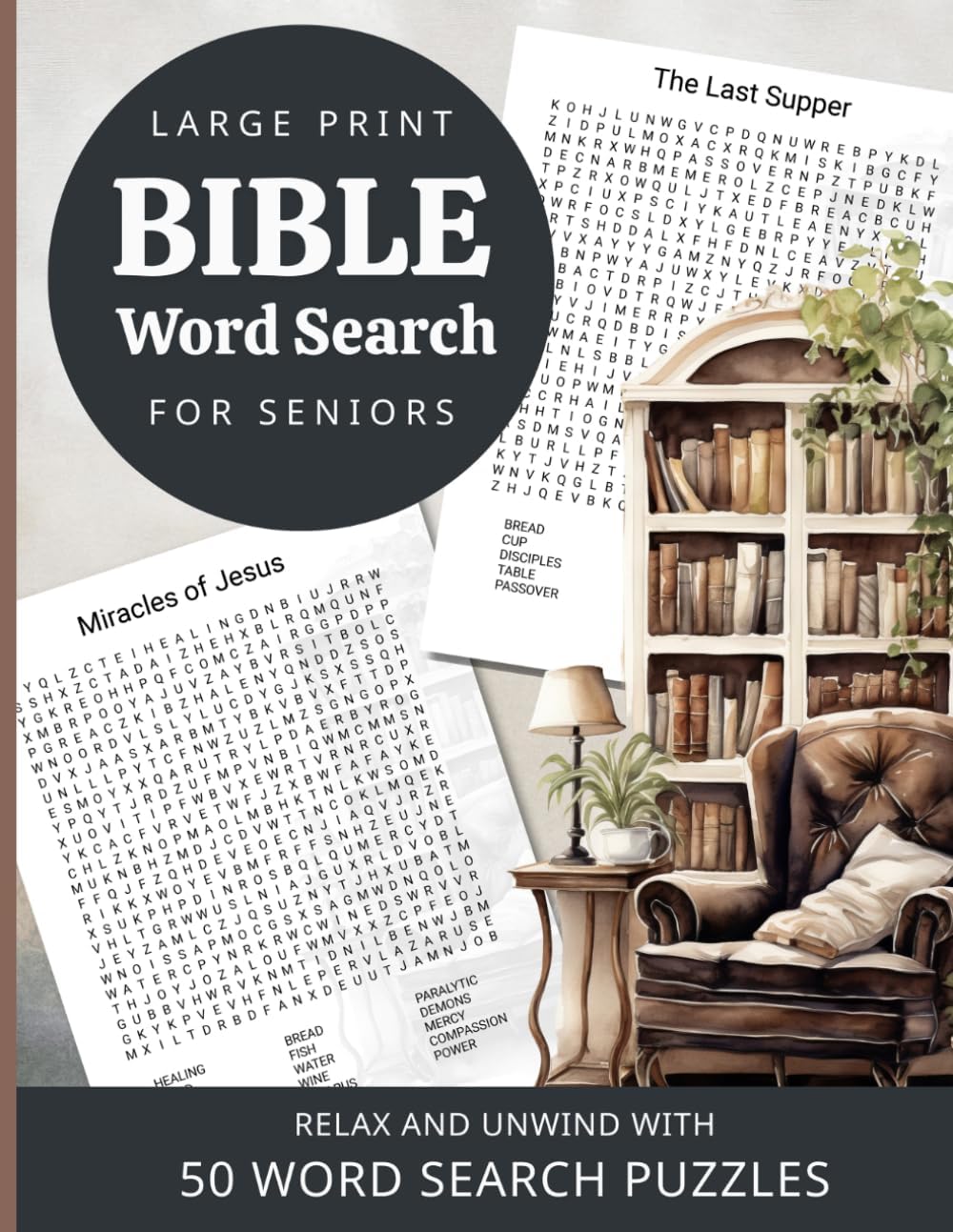 Large Print Bible Word Search for Seniors | Relax and Unwind with 50 Word Search Puzzles: A Christian Activity Book Filled with Easy-to-Read Bible Puzzles by Claire Winslow