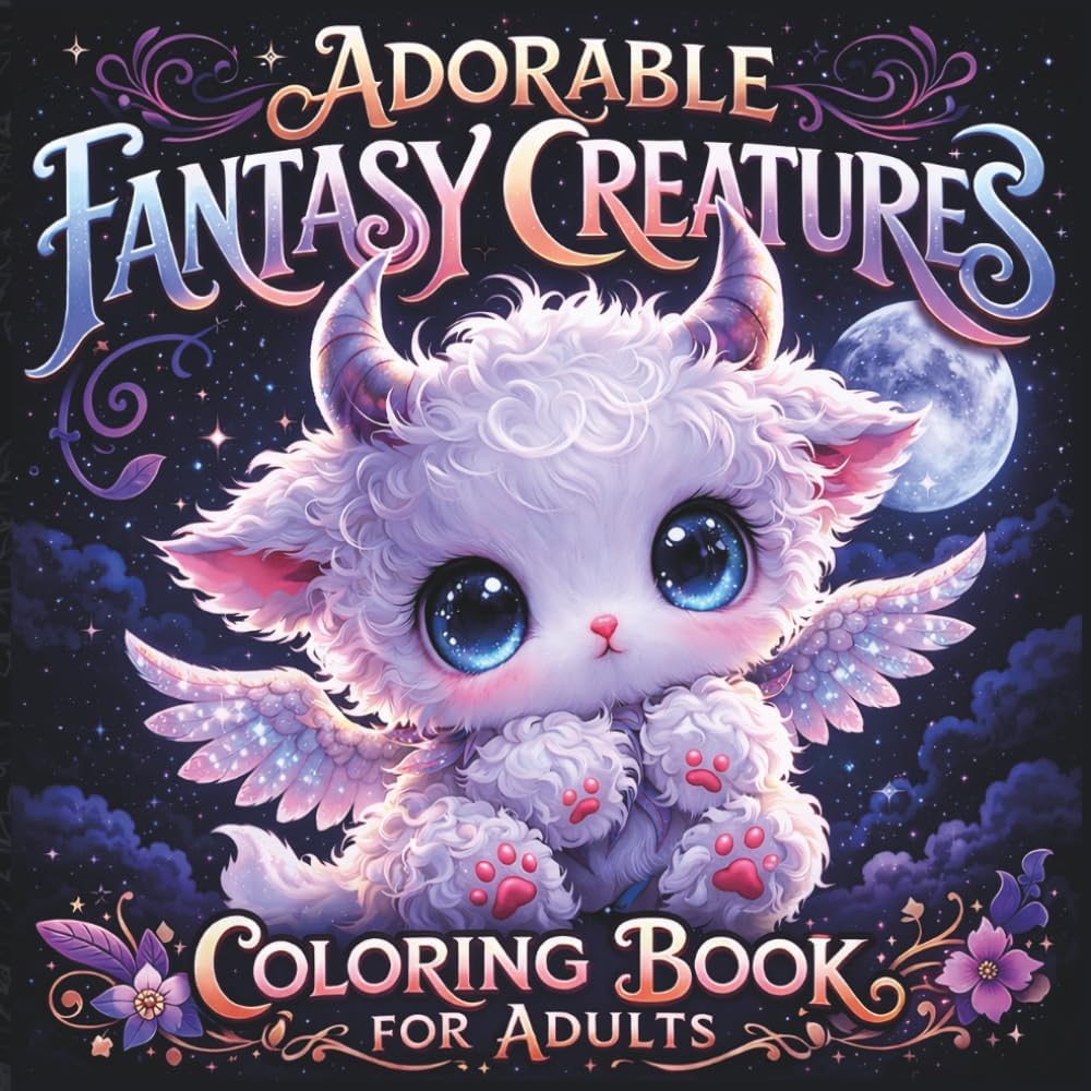 Adorable Fantasy Creatures Coloring Book For Adults: Adorable Mythical Creatures for Relaxation and Mindfulness by Crimson Tales