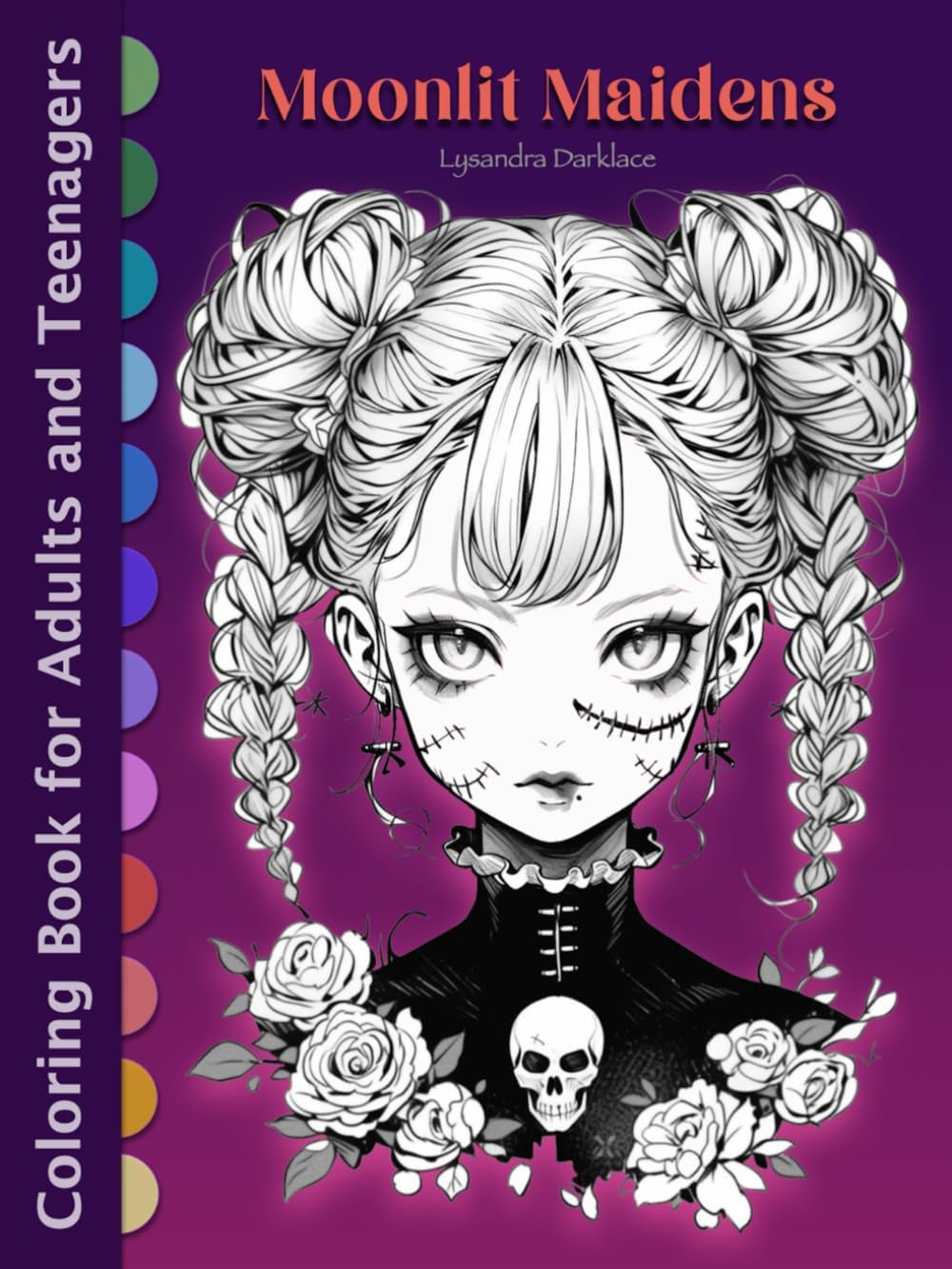 MOONLIT MAIDENS: Fantasy Adult Coloring Book – 101 Grayscale Anime Manga Illustrations for Gothic Art Lovers and Halloween Fans to Enjoy Relaxation ... Teenagers with Gothic Inspired Large Prints) by Artful Aura Publications