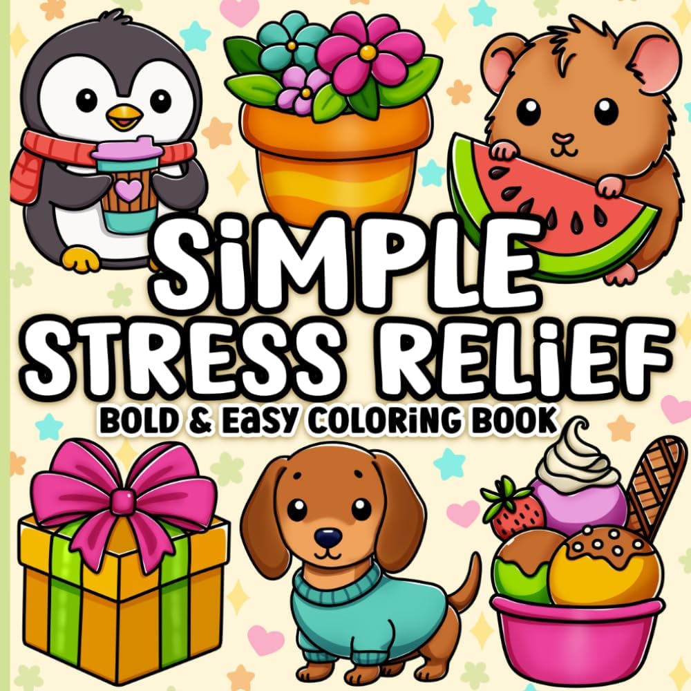 Bold and Easy Coloring Book: Simple Stress Relief Large Print Designs for Adults, Seniors & Beginners by BJB Publishing