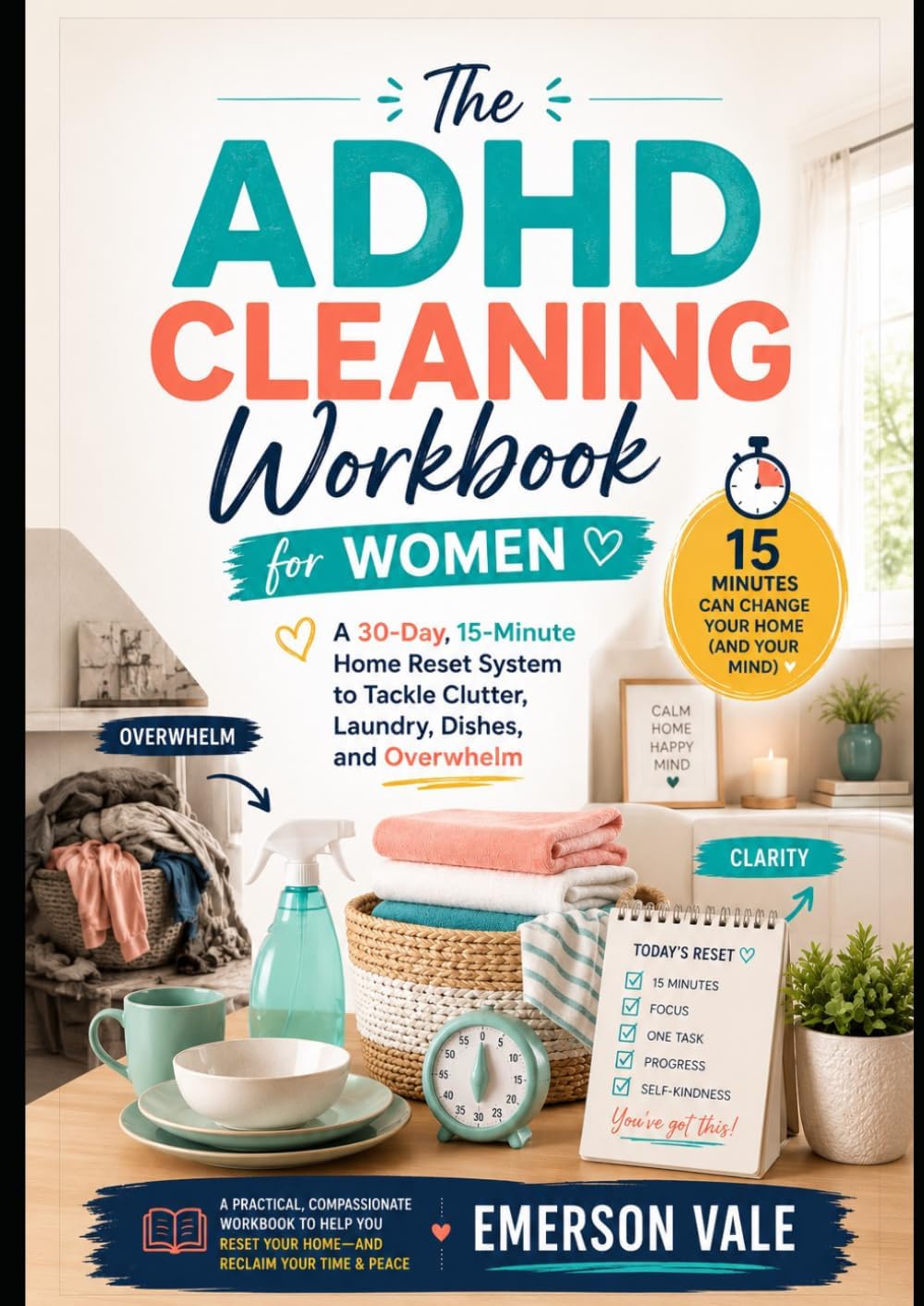 The ADHD Cleaning Workbook for Women: A 30-Day, 15-Minute Home Reset System to Tackle Clutter, Laundry, Dishes, and Overwhelm (The ADHD Home Reset Series) by Emerson Vale