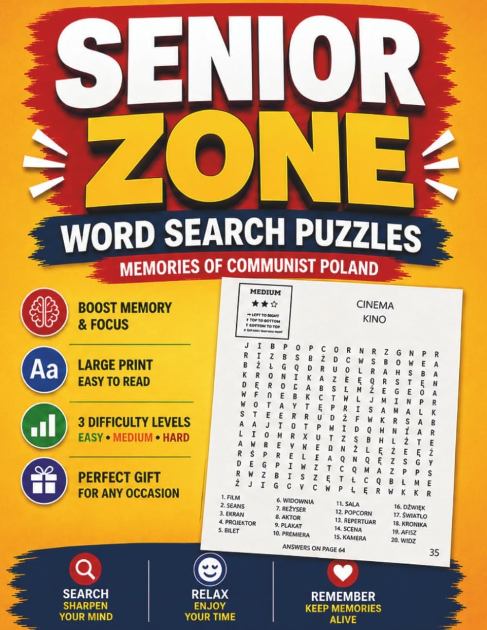 Senior Zone: Word Search Puzzles – Memories of Communist Poland Large Print: Explore the PRL Era Through Everyday Life, Retro Culture, Iconic Brands, ... Traditions, and Three Difficulty Levels by SAFIA D
