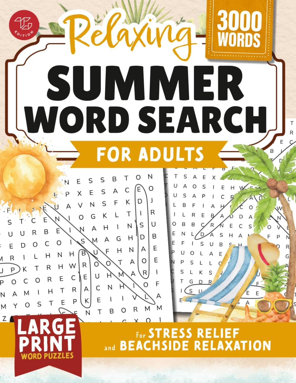 Relaxing Summer Word Search for Adults: Large Print Word Puzzles for Stress Relief and Beachside Relaxation (Word Find Books For Adults) by TG Edition