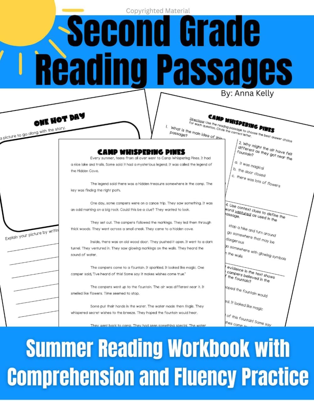 Second Grade Reading Passages: Summer Reading Workbook with Comprehension and Fluency Practice (Reading Practice Workbooks) by Anna Kelly
