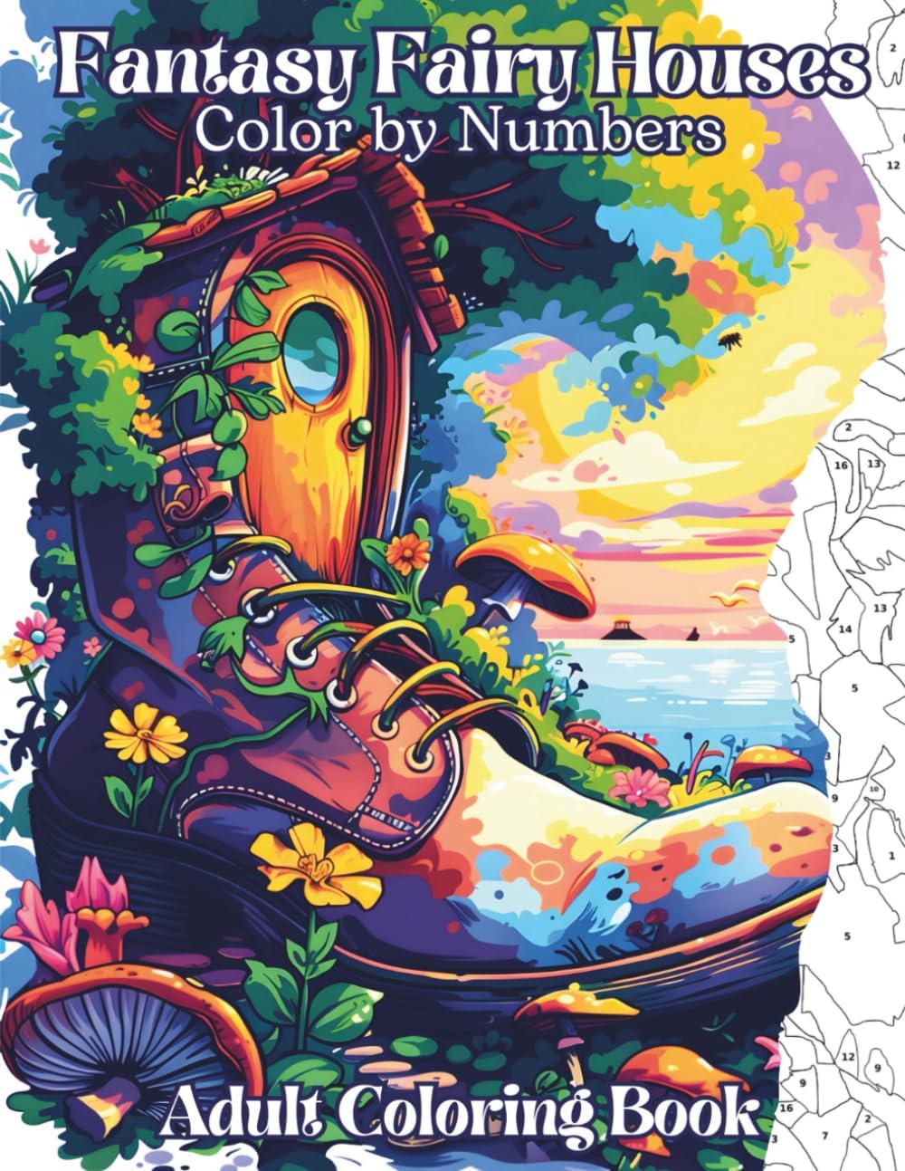 Fantasy Fairy Houses Color by Number for Adults & Kids: Bold & Easy Cozy Fairy Homes — Relaxing Fantasy Coloring, Perfect Gifts for Women & Girls by Auriel Wonders