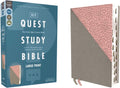 NIV, Quest Study Bible, Large Print, Leathersoft, Gray/Pink, Thumb Indexed, Comfort Print: The Only Q and A Study Bible by Christianity Today Intl.