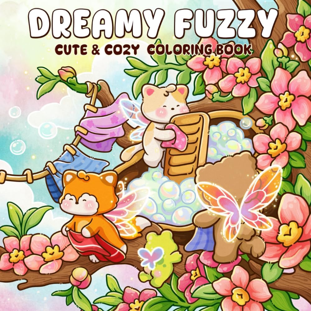 Dreamy Fuzzy: A Cute & Cozy Coloring Book for Adults and Teens Featuring Adorable Animals Friends in Magical Scenes for Stress Relief by Hygge Artful