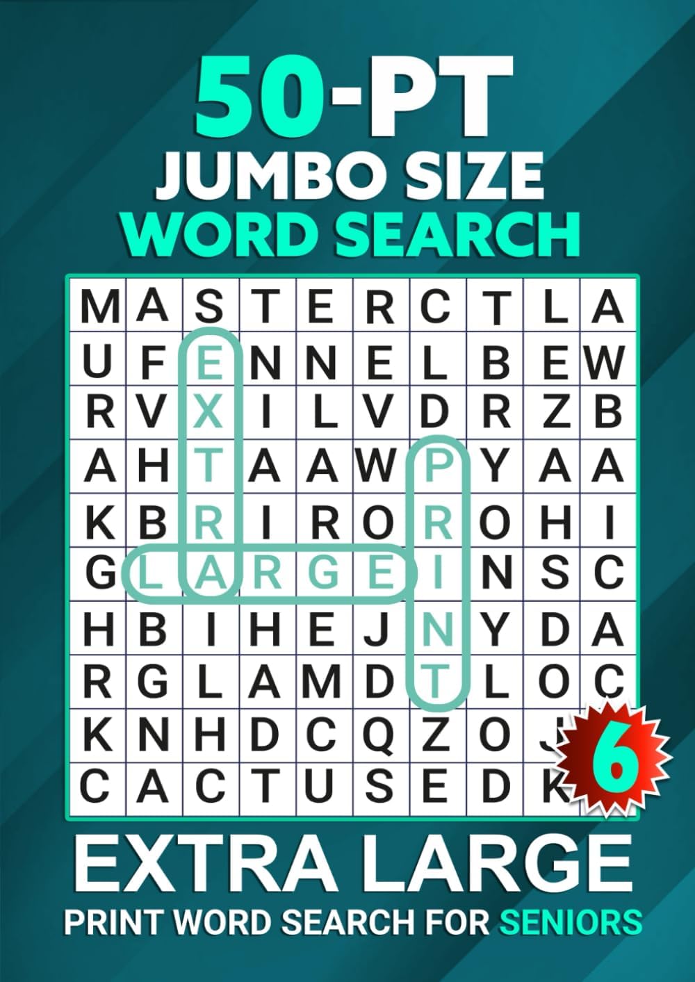 50-PT Jumbo Size Word Search: Extra Large Print Word Search for Seniors Vol 6 by Riddle Master