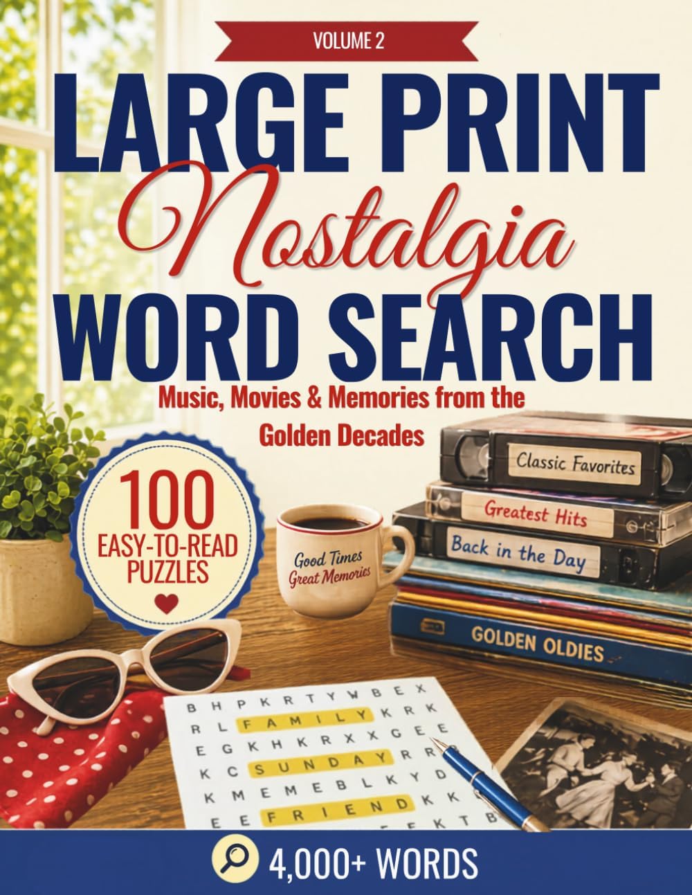 Large Print Nostalgia Word Search for Seniors and Adults: 50s–80s Pop Culture, 100 Puzzles, 4,000+ Words: Relive the Fun of the 1950s, 60s, 70s & 80s with Music, Movies, and Classic Memories by OnDaz Publish